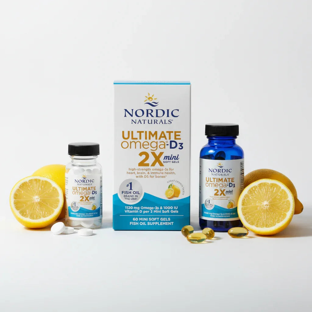 Aesthetic health wellness arrangement minimal styling with supplement bottles on clean white surface soft studio light