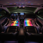 Alpena FLOGLO LED strips under dashboard seats rainbow flow color effect full cabin interior overhead view white car - More4less Outlet