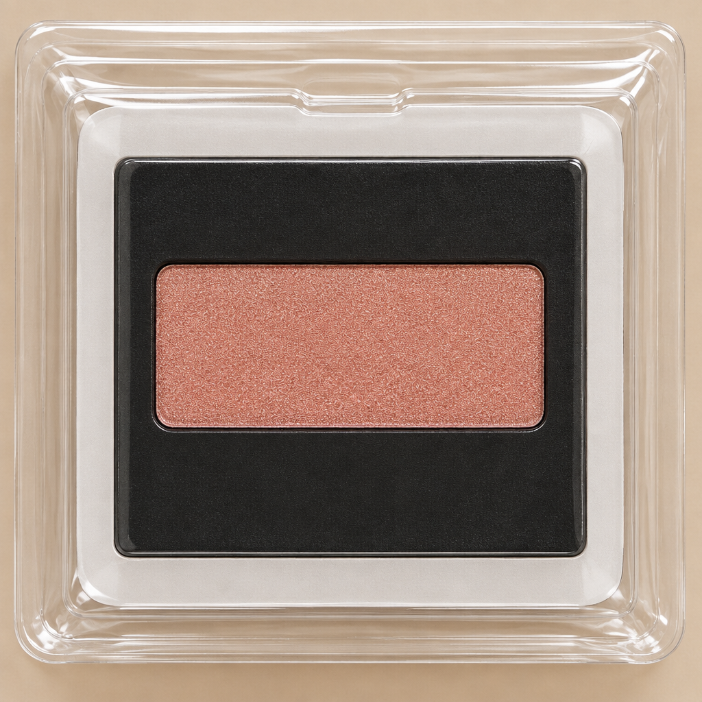 Close detail of Golden Copper Mary Kay Mineral Cheek Color refill pan in clear protective clamshell