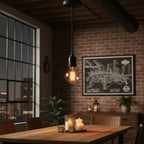 Feit Electric vintage industrial pendant light in urban loft dining area exposed brick