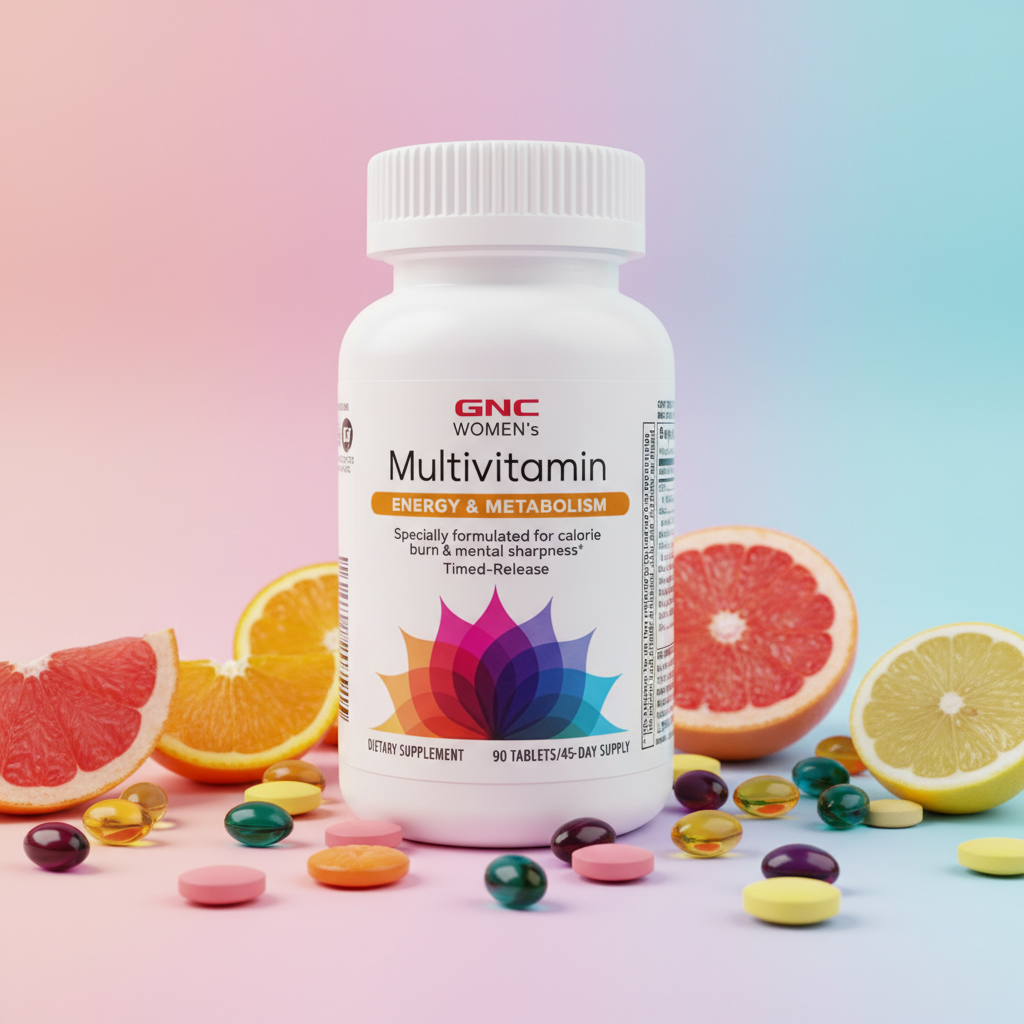 GNC Women's Multivitamin Energy & Metabolism colorful vitamin editorial with citrus – More4less Outlet