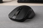 JLab Epic Mouse 2 close-up of infinity scroll wheel and top buttons on fabric mouse pad