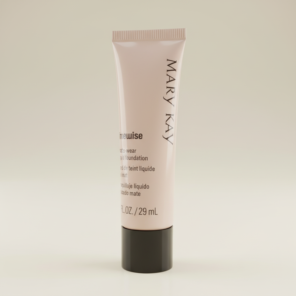 AI-generated lifestyle/context image of Mary Kay TimeWise Matte-Wear Liquid Foundation with black cap.