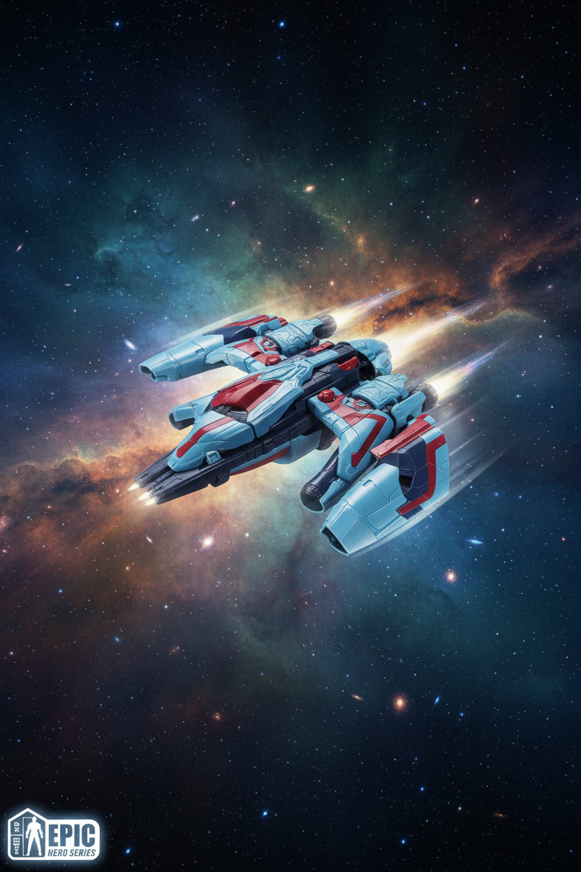 Marvel Guardians of the Galaxy Vol. 3 Spaceship toy flying through dramatic outer space scene with stars and nebula — More4less Outlet