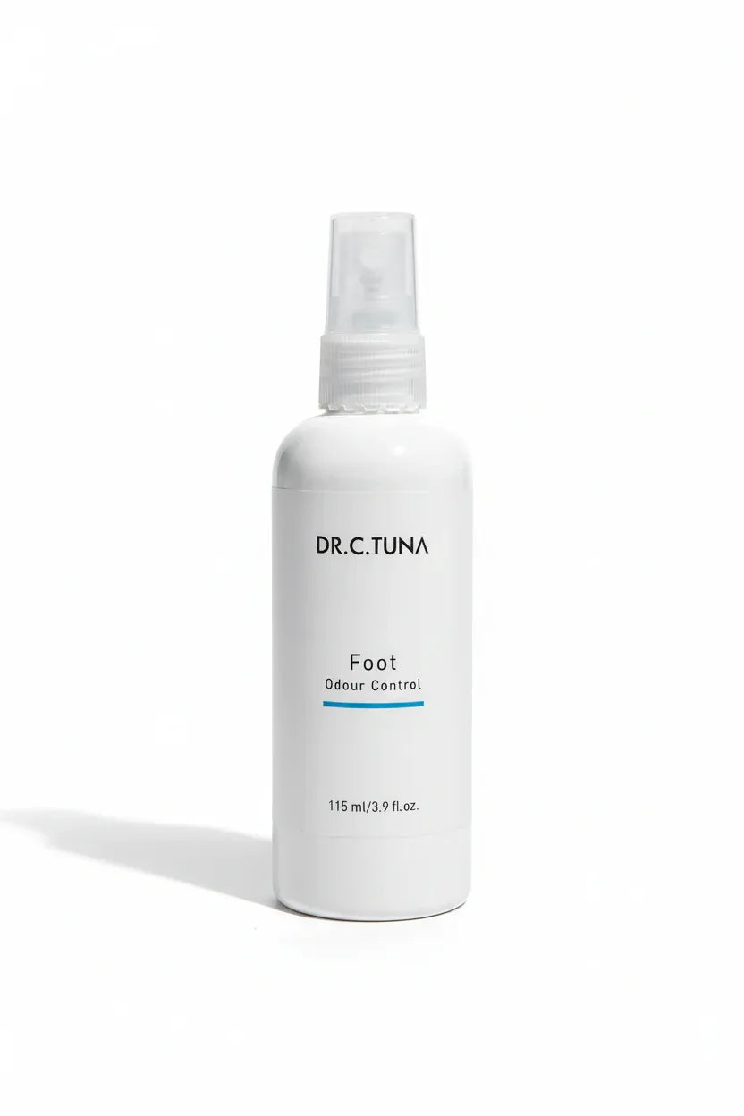 Dr. C. Tuna Foot Odour Control Spray close-up hero shot white bottle