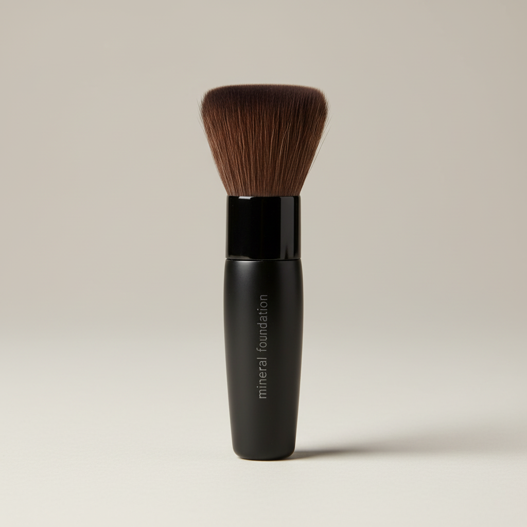 Mary Kay Mineral Foundation Brush standing on a neutral studio surface