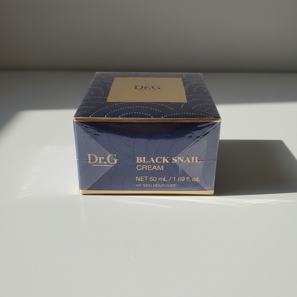 Dr.G Black Snail Cream 50 mL retail box in soft daylight