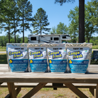 4-Pk Thetford Campa Fresh Ocean Breeze Holding Tank Treatment displayed on RV campsite picnic table - More4less Outlet