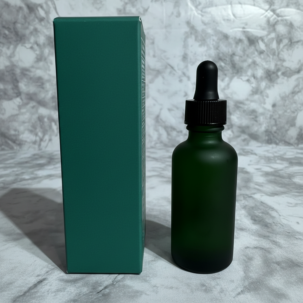 Cocokind Chlorophyll Discoloration Serum carton and bottle shown from blank rear and turned-away angles