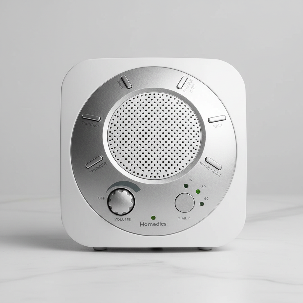 HoMedics SoundSleep portable sound machine front-facing on a neutral studio surface