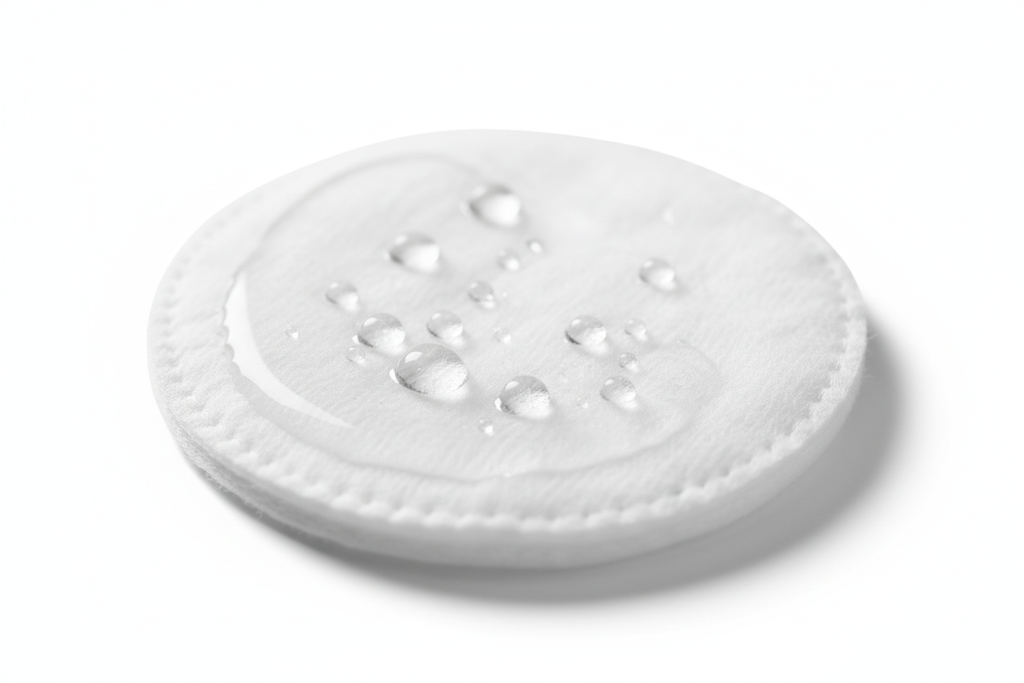 Macro shot of cotton pad soaked in clear toner representing purity and hydration of ZO Medical Balatone