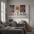 Power Rangers Lightning Collection Zeo Cog figure displayed in a dynamic battle pose on a teenager's bedroom shelf with Power Rangers posters — More4less Outlet