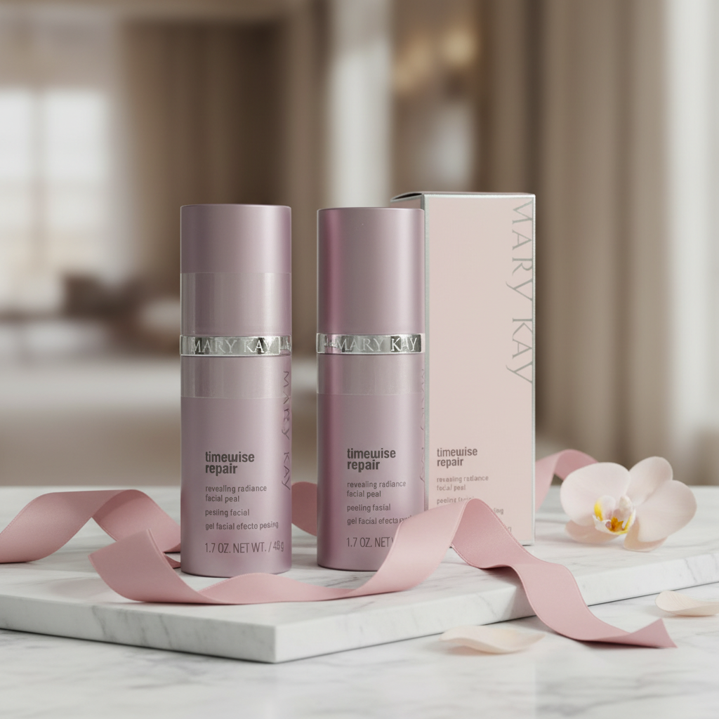 Mary Kay TimeWise Repair Revealing Radiance Facial Peel 2-pack with pink box and satin ribbon as premium gift set
