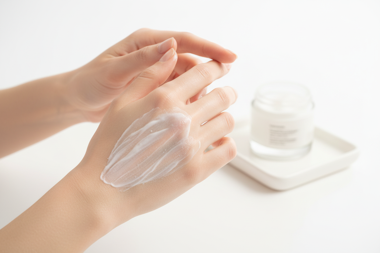Woman massaging rich hand cream into smooth soft hands, luxury hand care lifestyle