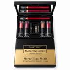 Open Mary Kay Marvelous Minis Cool lipstick compact set on a white studio background