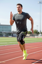 Athlete wearing DonJoy black hinged knee brace neon yellow-green accents active training — More4less Outlet