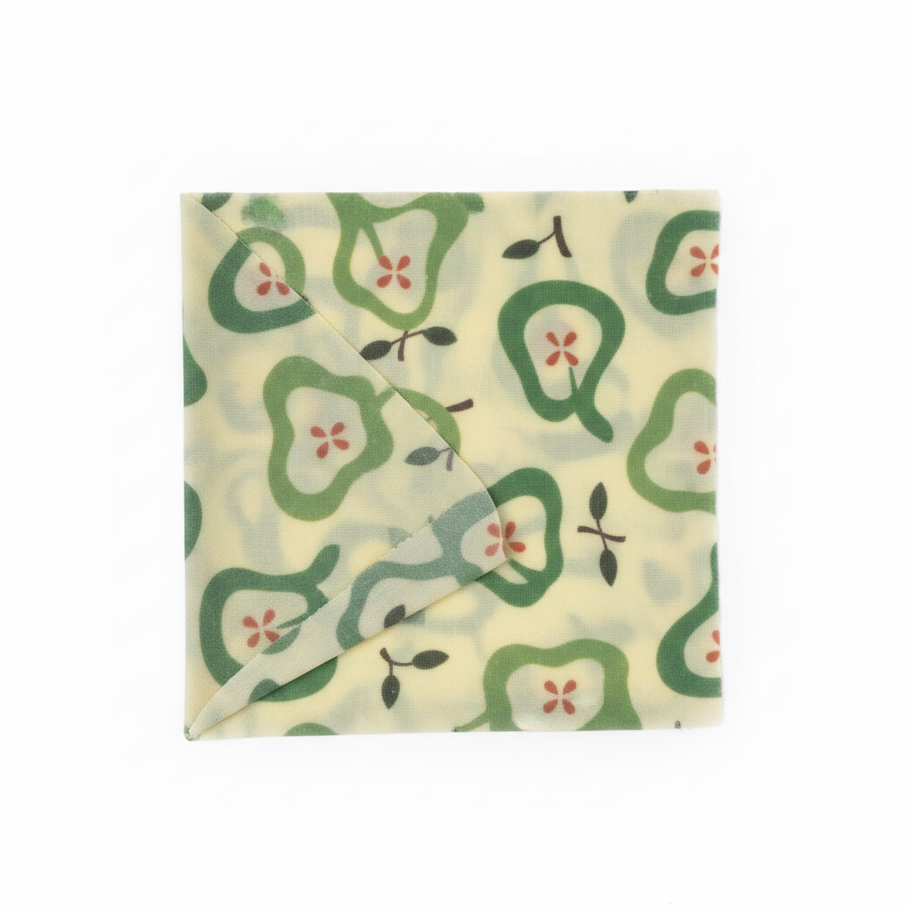 SuperBee Sandwich Wax Wrap 33x33cm flat on white background showing organic cotton fabric texture and beeswax coating