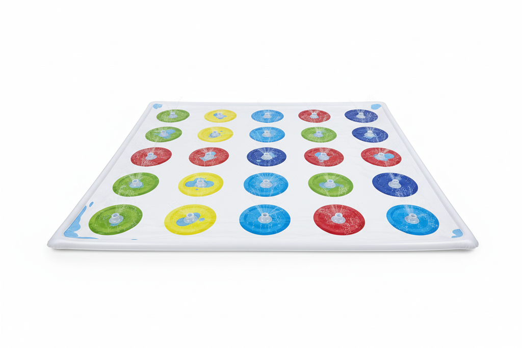 Twister Splash game mat fully laid out clean white studio background color spots visible