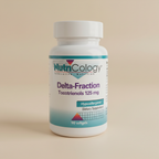 AI-generated close detail image of NutriCology Delta-Fraction Tocotrienols 125 mg, 90 Softgels bottle against a warm-neutral background