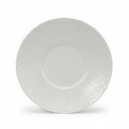 Bernardaud Organza tea saucer close-up showing woven fabric texture relief pattern