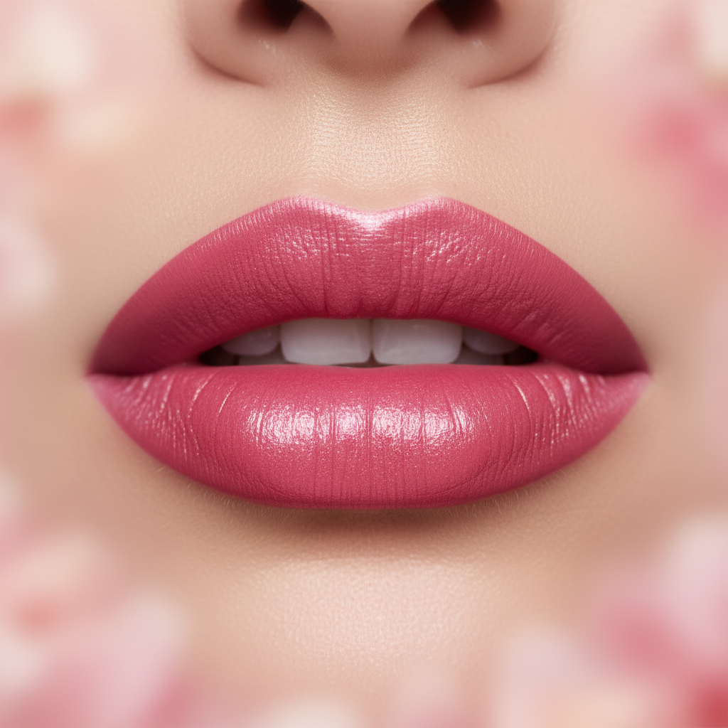Close-up of woman's lips wearing couture pink creme lipstick — Mary Kay Creme Lipstick beauty lifestyle
