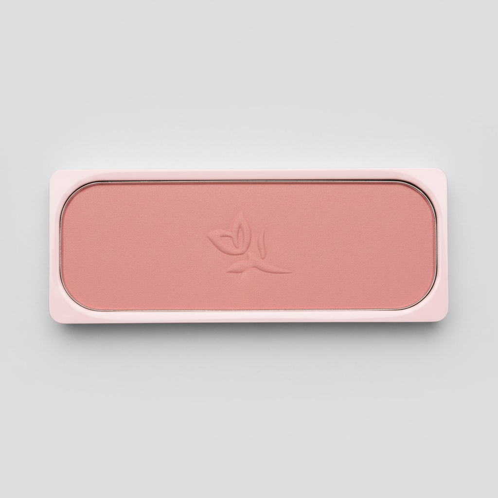 AI-generated close detail of a Mary Kay Powder Perfect Cheek Color pressed blush refill pan in Wild Rose shade