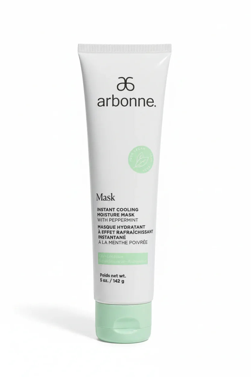 Arbonne Instant Cooling Moisture Mask clean white background enhanced product shot
