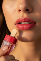 Woman applying Spascriptions Fruit Glow popsicle lip oil glossy fruity shine beauty routine — More4less Outlet