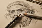 Close up pencil sketch portrait on mixed media paper — More4less Outlet