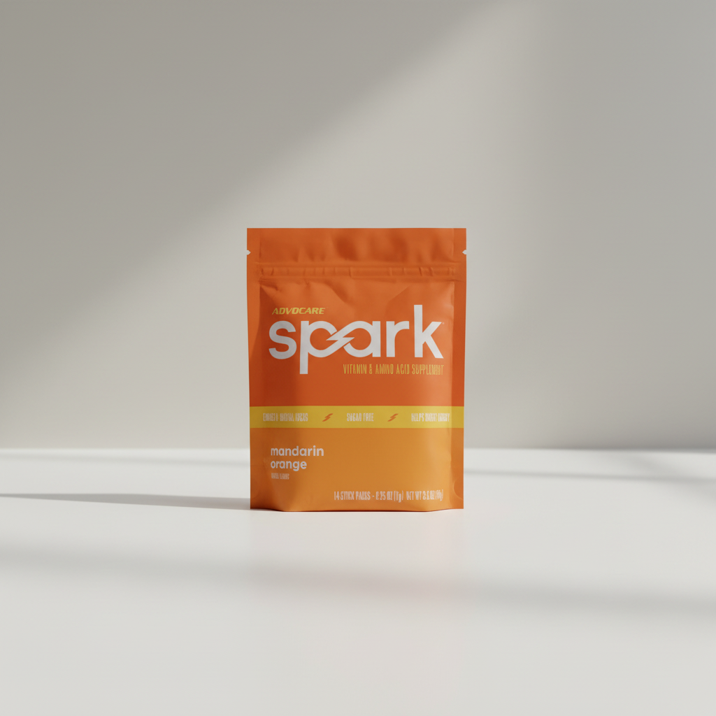 AdvoCare Spark Mandarin Orange vitamin and amino acid supplement package