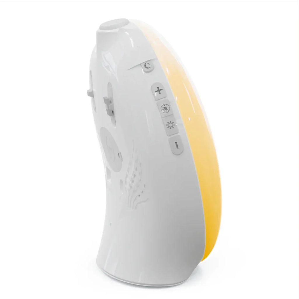 Premium sunrise alarm clock by More4less Outlet with 19 color modes and natural sleep sounds displayed in a serene setting.
