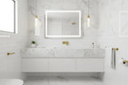 Staged residential washroom showcasing premium brushed gold hardware finish integration