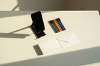 Minimalist craft desk setup Cupixel stationery set markers and cards — More4less Outlet
