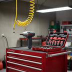 Ingersoll Rand 35MAX compact impact wrench on rolling tool cart with impact socket set and pneumatic airline
