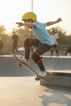 G-Form Youth Pro-X2 Knee Pads worn by child skateboarding down ramp at skate park