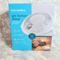 HoMedics SoundSleep portable sound machine retail box on a neutral countertop