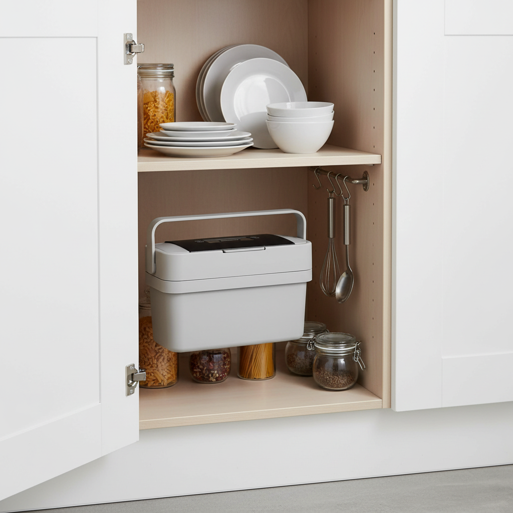 Joseph Joseph Compo 4 stone caddy mounted inside organized white kitchen cupboard door – More4less Outlet