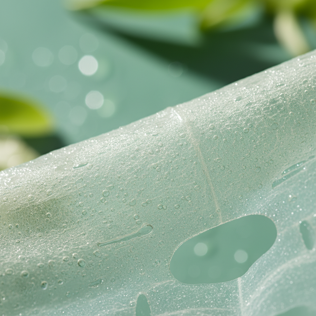 Macro close-up hydrating sheet mask essence-soaked fabric texture dewy serum K-beauty — More4less Outlet