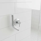 Modern chrome Hansgrohe shower arm hardware mounted elegantly over tiled bathroom wall