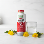 Herbal detox supplement bottle beside water glass and fresh dandelion flowers on white marble countertop – More4less Outlet