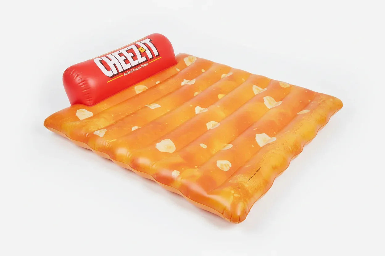 Cheez-It Giant Pool Float fully inflated clean white studio background