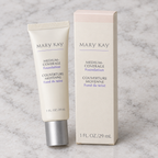 Vintage Mary Kay Medium-Coverage Foundation tube and retail box on a pale stone surface