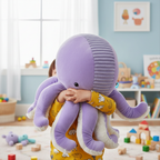 Child hugging Animal Adventure Purple Octopus Plush in bright cheerful playroom - More4less Outlet