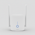 WLM M9 Wi-Fi range extender with two vertical antennas on a plain background