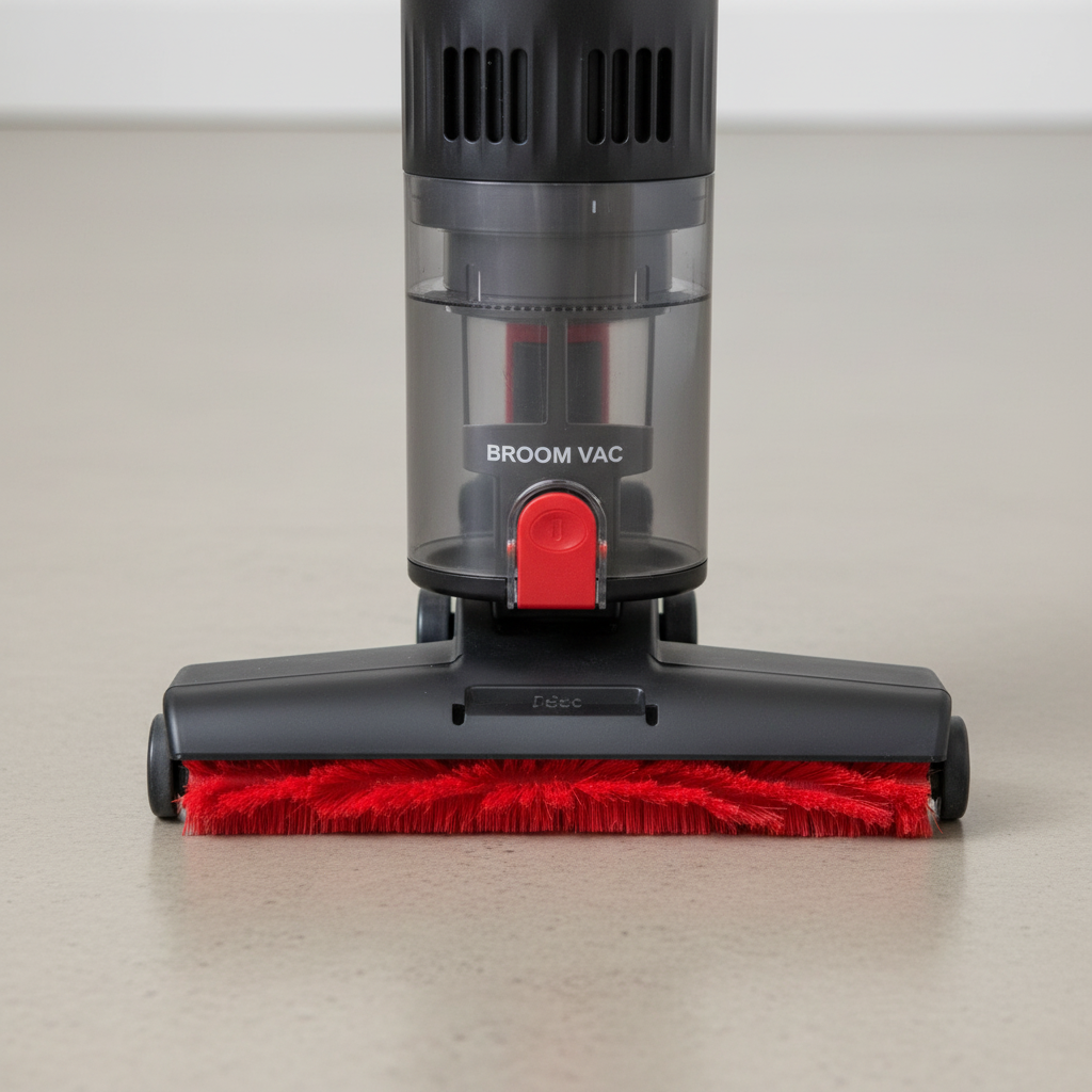 Close detail of the Dirt Devil Broom Vac BD45000V brush and vacuum head