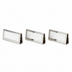 Whitmor removable silver label clips set of 3 with white label cards on white studio background