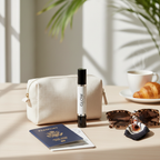 Travel size skincare serum tube black cap cosmetics travel bag passport sunglasses bright airy travel lifestyle premium beauty on the go - More4less Outlet