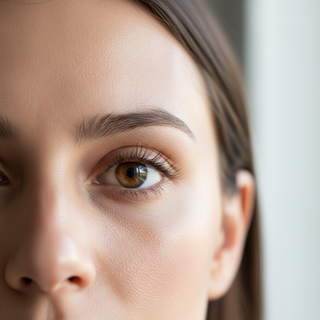 Close-up woman eye area smooth firm youthful skin no puffiness fine lines soft natural light premium anti-aging skincare results fresh radiant - More4less Outlet