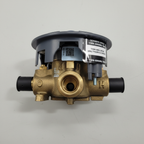Close-up detail of Grohe GrohSafe 3.0 brass shower rough-in valve showing service stops and installation markings.