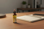 Bach Rescue Remedy 10ml Dropper on wooden office desk with planner — daily productivity wellness support